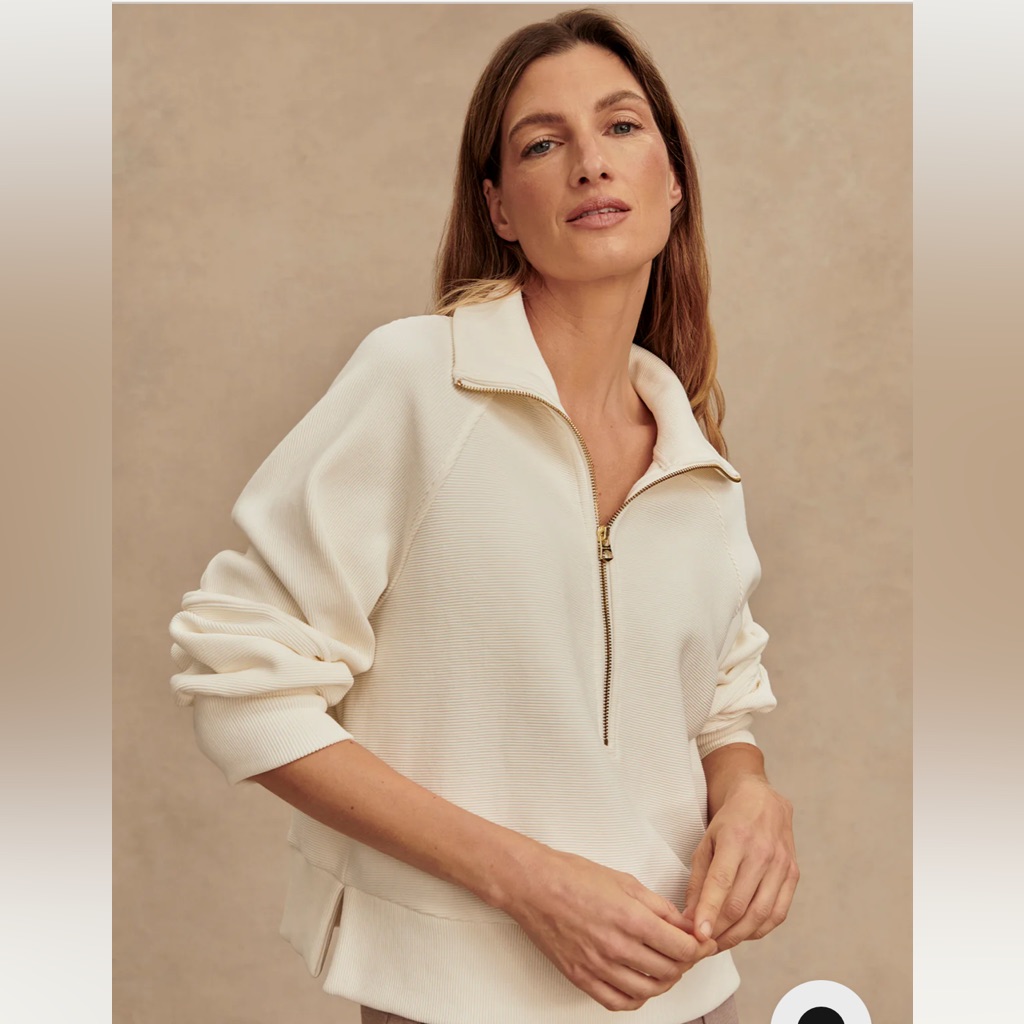 Varley Cream Zip-Front Pullover